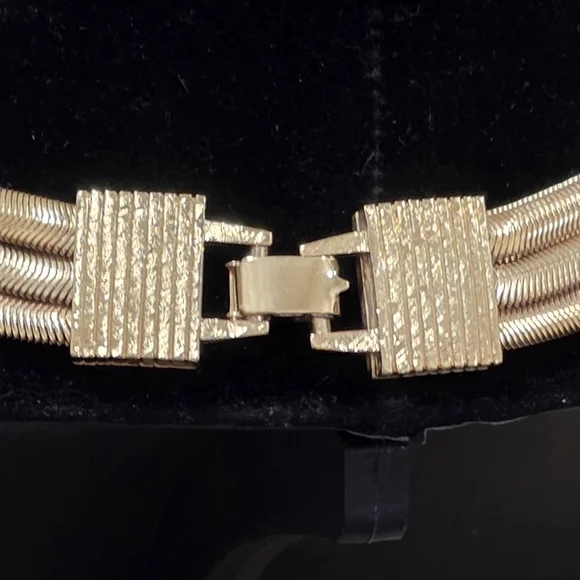 Gold-tone Multi-strand Herringbone or Flat Snake Chain Necklace w/ Box Closure - Picture 2 of 10